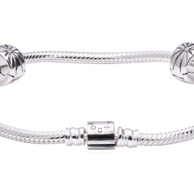 Pandora Sterling Silver Barrel Clasp Iconic Bracelet Gift Set