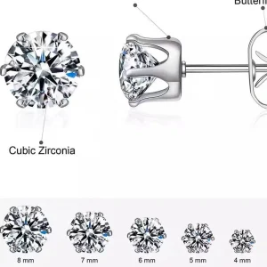 Silver（color） Needle Sparkling Moissanite Earrings - Hexagonal Claw Zircon Earrings, Minimalist Daily Ear Accessories