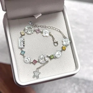 Cute Colored Diamond Gingerbread Bear Bracelet - Exquisite Versatile Bracelet, Popular High-Appearance Jewelry