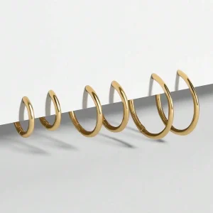 Stainless Steel Minimalist Polished Plain Hoop Earrings - Classic Versatile Stackable Retro European & American Earrings